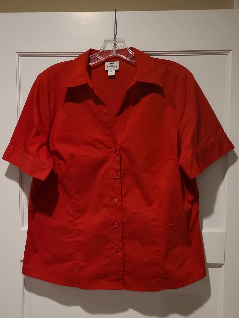 Worthington Bright Red Short Sleeve Button-Down Shirt